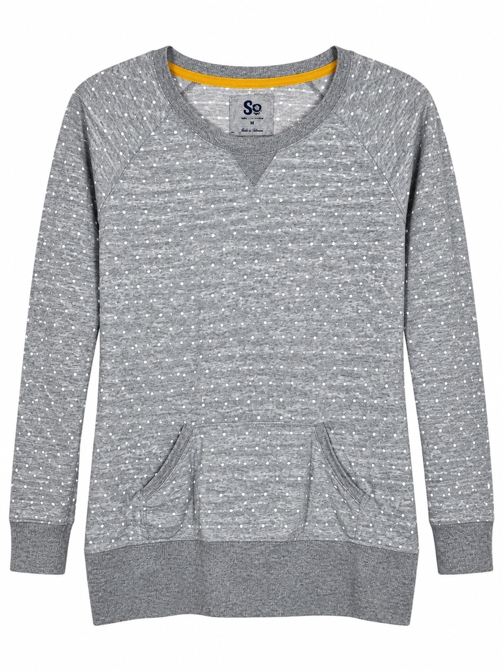 SO Women’s Polka Dot Tunic Sweater Gray White Size Medium